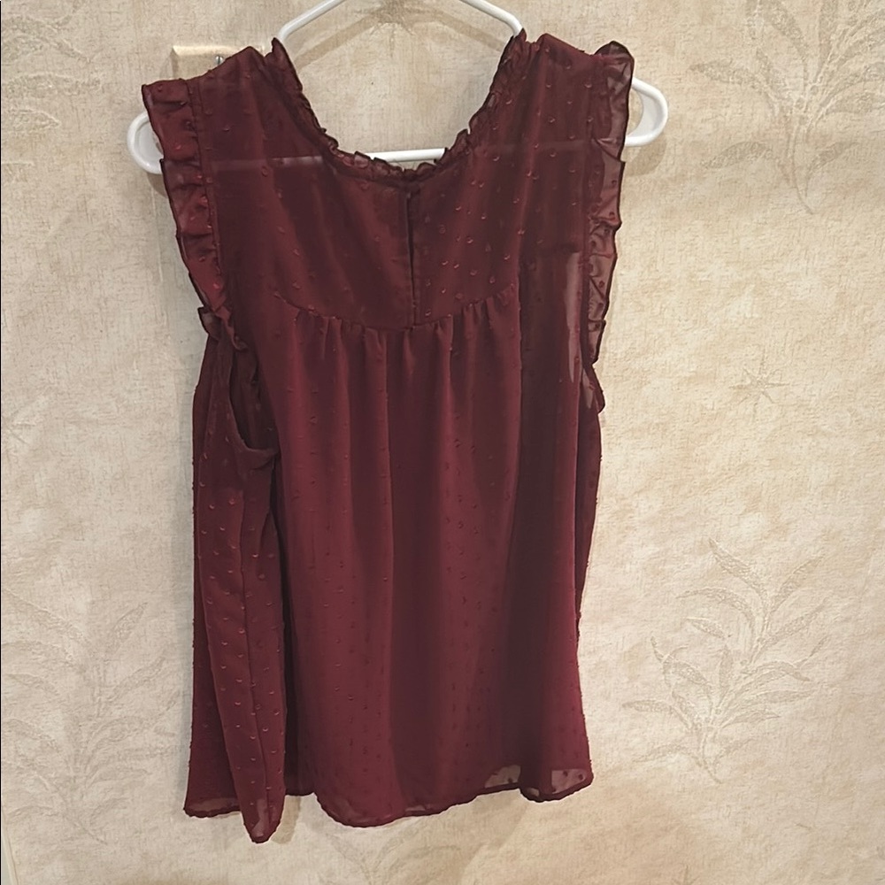 Torrid Red Flutter Sleeve Ruffled Blouse - Picture 3 of 3